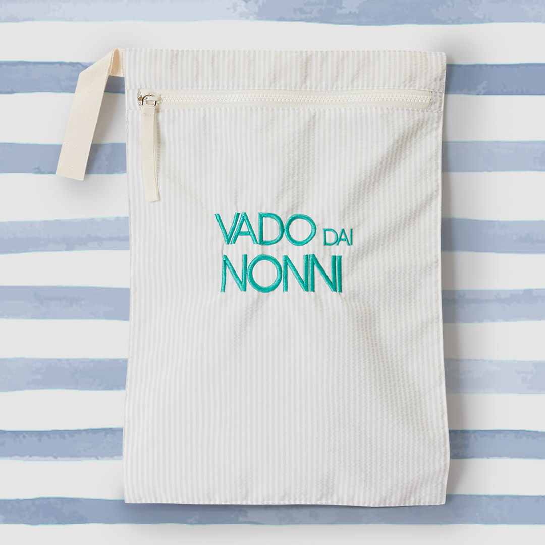 Sacchetto cambio La Tata VADO DAI NONNI verde acqua Sacchetto cambio La Tata VADO DAI NONNI verde acqua