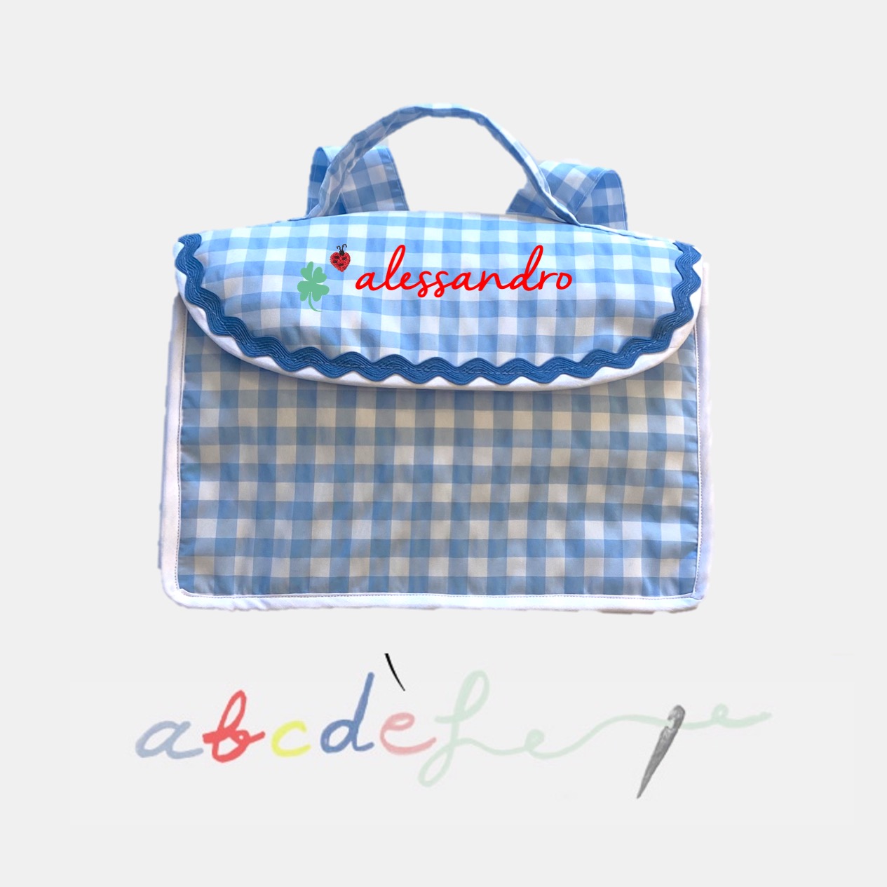 cartella ricamo MINUSCOLO azzurro